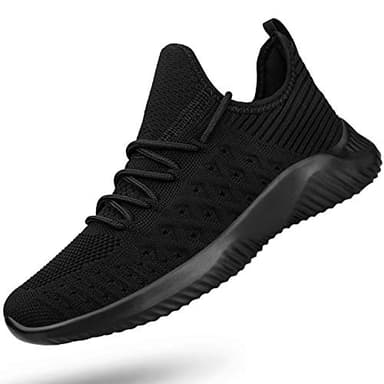 Feethit Womens Slip On Walking Shoes Lightweigh Running Shoes Breathable Workout Shoest Non Slip Gym Sneakers All Black Size 9
