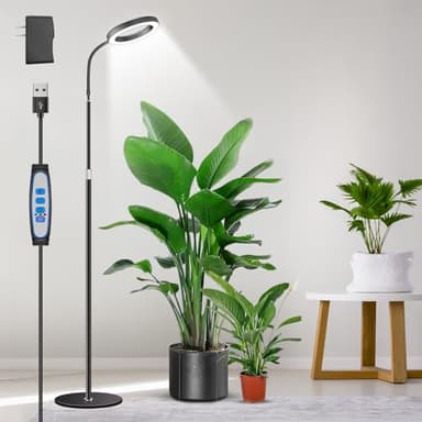 Aumtrly Grow Lights for Indoor Plants, Full Spectrum Floor Standing Plant Lights with 68" Stand for Growing Large Tall Plants, Black Halo LED Plant Grow Light with 6/12/16H Timer
