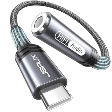 JSAUX USB Type C to 3.5mm Female Headphone Jack Adapter, USB C to Aux Audio Dongle Cable Cord Compatible with iPhone 17 Pro Max/16 Pro/15, Samsung Galaxy S24/S23/S22 Ultra, iPad Pro, Pixel 9/8 Grey