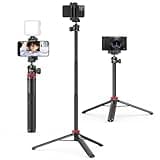 ULANZI MT-44 Extendable Phone Tripod, 59" Selfie Stick Vlog Stand with 2 in 1 Phone Clip, 360° Ball Head Camera-Tripod for iPhone Sony Canon Action Camera, Lightweight for Travel