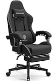 Dowinx Gaming Chair Fabric with Pocket Spring Cushion, Massage Game Chair Cloth with Headrest, Ergonomic Computer Chair with Footrest 290LBS, Black