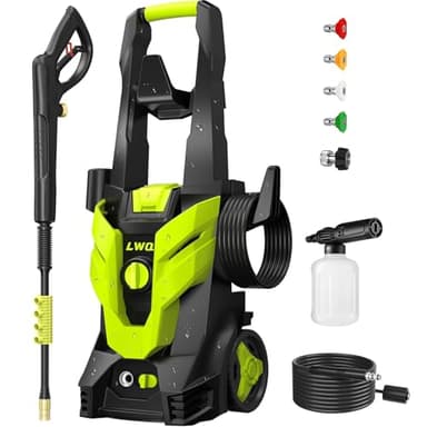 LWQ Pressure Washer, Portable Power Washer, 4 Quick Connect Nozzles, High Pressure Cleaning Machine for Car Fence Driveway Patio Washing and More