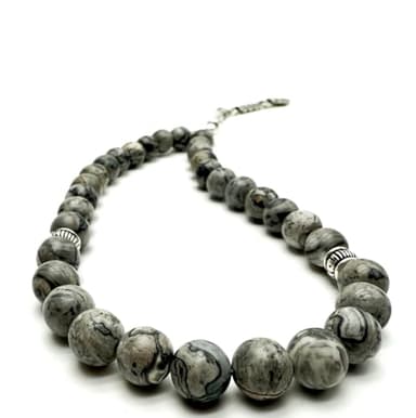 Kapobia Elegant 8mm Jasper Map Agate Handmade Tasbih – Gemstone 33 Muslim Prayer Beads, Metal Tassel with Special Case | Islamic Gifts for Dhikr, Namaz, Meditation