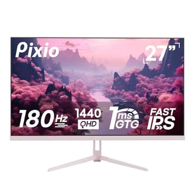 Pixio PX278 Wave Pink 27 inch 180Hz Refresh Rate Quad HD 1440p Resolution AMD FreeSync Fast IPS Panel 1ms GTG Response Time Built-in Speakers Gaming Monitor