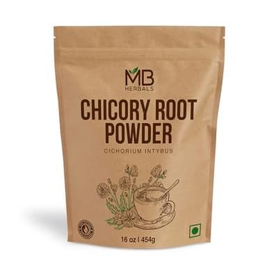MB Herbals Instant Chicory Root Powder 1 lb / 16 oz (454 Gram) | Roasted | Non-GMO | Gluten Free | Dissolves Instantly in Hot Water or Milk