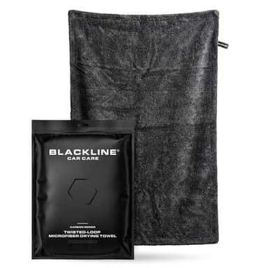 Blackline 24"x36" Twisted-Loop Car Drying Towel, 1300GSM, Streak Free, Lint Free, Reusable - Car Accessories, Microfiber Cleaning Cloth for Car, Truck, SUV - One Pass is All You Need