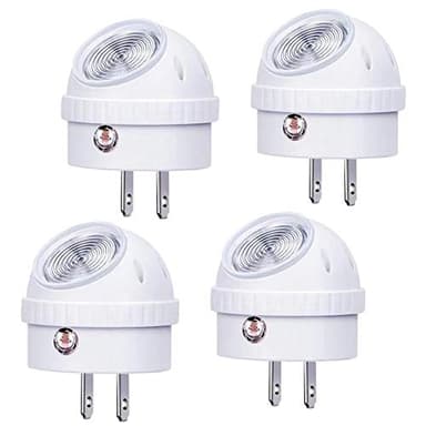 Emotionlite Plug-in Night Lights, Warm White LED Nightlight, 360° Rotation, Dusk to Dawn Sensor, Kids, Adult, Bedroom, Hallway, Bathroom,Kitchen, Stairways, Corridor, 4 Pack