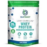 BioTrust Low Carb Lite, Low Calorie Protein Powder – Low Carb, Sugar Free, Low Sodium, Keto Protein Powder – 20g Grass-Fed Whey Protein Isolate with Digestive Enzymes – Unflavored, 14 Servings