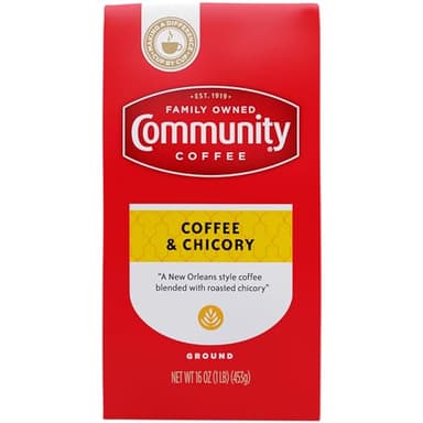 Community Coffee Coffee and Chicory Blend 16 Ounce, Medium Dark Roast Ground Coffee, Vacuum Packed 16 Ounce Bag (Pack of 1)