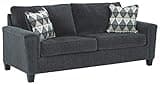 Signature Design by Ashley Abinger Chenille Contemporary Sofa with 2 Accent Pillows, Dark Gray