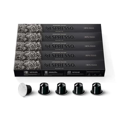 Nespresso Capsules Original Line, Ristretto Decaffeinato, Dark Roast Coffee, 50 Count Coffee Pods,