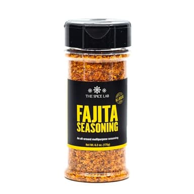 The Spice Lab Fajita Seasoning - Gluten Free Grilled Chicken & Carne Asada Seasoning - Great on Fajita Vegetables & Chicken Nachos - Kosher Steak Rub with No Fillers - 6.2 oz Shaker Jar - 7124