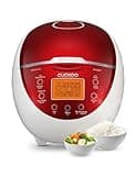 CUCKOO Micom Rice Cooker 6 Cup Uncooked / 12 Cup Cooked, Fuzzy Logic Electric Rice Cooker Small, Sticky Rice Maker with 12 Menu Modes, Nonstick Small Rice Cooker & Steamer, White / Red (CR-0655F)