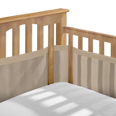 BreathableBaby Breathable Mesh Liner for Full-Size Cribs, Deluxe 4mm Mesh, Sand Beach (Size 4FS Covers 3 or 4 Sides)
