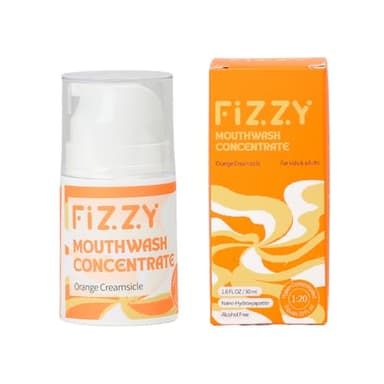 Fizzy Mouthwash Concentrate | Remineralizing Enamel Repair, Nano Hydroxyapatite | 20X Concentrated Travel Size | No Fluoride, Alcohol, Dye | Xylitol, Dry Mouth | Kids & Adults | Orange Creamsicle