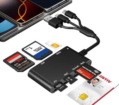 7 in 3 SIM Card Reader& CAC Reader Military Smart Card Reader for iPhone/PC