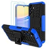 Iokmax for Samsung Galaxy A15 5G Case with 2 Pack Screen Protector,Military Grade Shockproof, Heavy Duty Robust Bumper Cover with Kickstand for Galaxy A15 5G Phone Blue