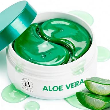 BLOOMORA Aloe Vera Under Eye Patches (30 Pairs), Cooling Eye Mask for Puffy Eyes & Dark Circles, Soothing Gel Pads with Hydration, Skincare & Self Care Gifts for Women