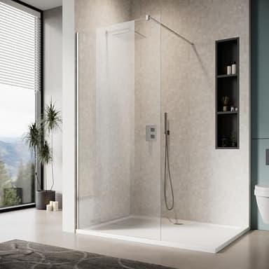 ELEGANT Frameless Shower Door 36" W x 74" H, Fixed Single Shower Glass Door, 5/16" Tempered Glass, Chrome Finish