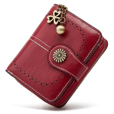 BVEOGMRO Small Wallet for Women Leather Bifold Compact RFID Blocking with Zipper Coin Pocket