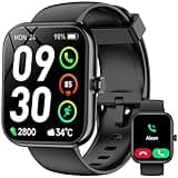 Smart Watch with Alexa Built-in‌, 1.83" HD Fitness Tracker with Bluetooth Calls/Messages, IP68 Waterproof, 120+Sports Modes, 24/7 Heart Rate/Sleep Fitness Watch Compatible with iOS/Android (Black)