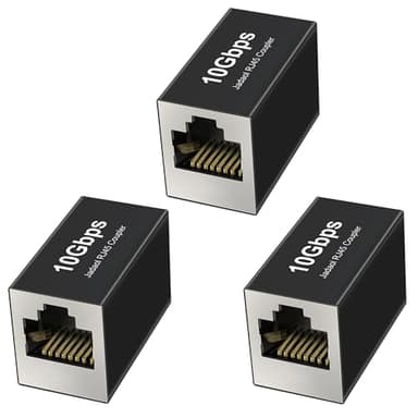 Jadaol [UL Listed] RJ45 Coupler 10Gbps Shielded, Gold-Plated Contacts, Aluminum Alloy Inline Ethernet Extender, PoE Supported Female-to-Female Adapter for Cat8/Cat7/Cat6a/Cat6 Cables, 3-Pack Black
