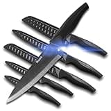 Wanbasion Black Stainless Steel Knife Set, Sharp Kitchen Knife Set Professional, Kitchen Knife Set Dishwasher Safe with Covers for Cooking