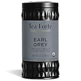 Tea Forte Earl Grey Premium Organic Loose Leaf Caffeinated Black Tea Blend Canister, Makes 35-50 Cups
