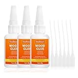 Wood Glue,90g Wood Adhesive Clear Carpenter Glue，CA Glue for Wood Working, Fast Drying Wood Glue for Plastic, Metal,Furniture, Wood, and Crafts(Pack of 3)