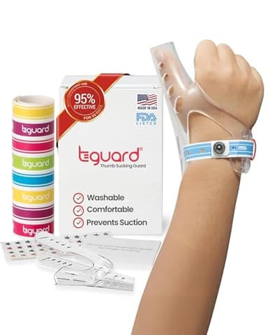 TGuard AeroThumb Anti-Thumb Sucking Guard – Thumb Sucking Deterrent Prevention Kit with InstaLock Interlock System, Washable Secure-Fit for Toddlers, Soft, Small (Under 40 lbs), Ages 3–4, Made in USA