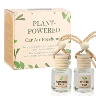 Vietora Eud Essential Oil Car Air Freshener 2-Pack, Hanging Auto Diffuser for Rearview Mirror, Clean & Fresh Aesthetic Interior Decor Accessories (Bamboo Rain & White Tea) Inspired by Westin Hotel