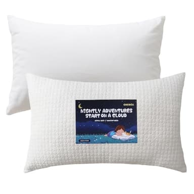 Cococu Toddler Pillow for 2-5 Year Olds, Toddler Crib Pillow with Washable Cover,13x18 Inch White Pillow for Toddler Bed