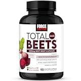 FORCE FACTOR Total Beets Blood Pressure Support Beet Root Capsules, 1800mg Organic Beet Root Powder Beet Supplement to Support Circulation and Blood Flow, 90 Vegetable Capsules