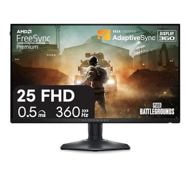 Alienware 25 Gaming Monitor AW2523HF 24.5" IPS LED Full HD (1920 × 1080) 360Hz Display - AMD FreeSync - VESA - Monitor (USB, HDMI) Height/Tilt/Swivel/Pivot Adjustability - Dark side of the Moon