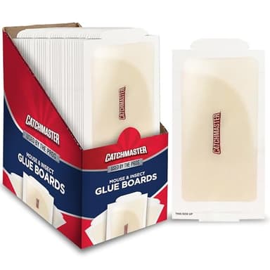 Catchmaster Compact Sticky Insect & Mouse Traps 75-Count, 3.5"x7" Glue Boards for Mice & Insects, Ultra Sticky Mouse Traps Indoor for Home Use in Garages, Basements & Attics, Capture in Tight Places