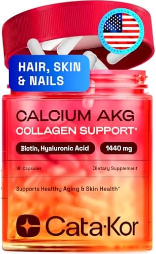 Cata-Kor Hair Skin and Nails Vitamins for Women – Biotin Collagen Hair Supplement | Hyaluronic Acid | Calcium AKG | MSM | Vitamin C & Vitamin D3 K2 – Hair Growth Vitamins for Women – 90 Caps (1 Pack)