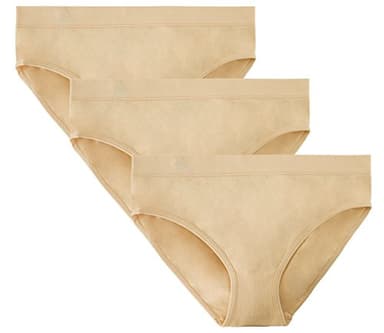Balanced Tech Women's 3 Pack Classic Seamless Hipster Brief Bikini Panties - Nude - Medium