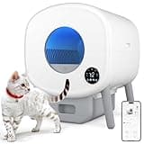Cumrige Self Cleaning Litter Box, 95 L Automatic Cat Litter Box Self Cleaning for Multiple Cats, with Safety Protection, App Control,2 Roll Garbage Bags,White
