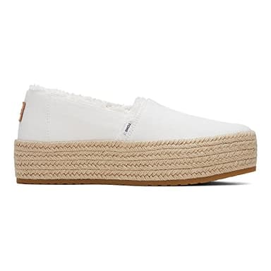 Toms Women's Valencia Platform Espadrille, Textile Upper, OthorLite Insole, White Canvas/Fray, 9.5