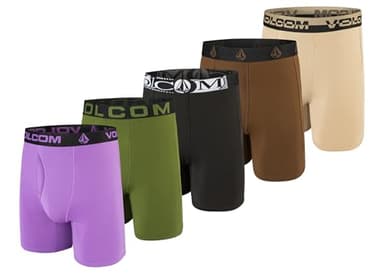 Volcom Mens Boxer Briefs Poly Spandex Performance Boxer Briefs Underwear (Purple/Green/Black/Brown/Khaki, Medium)