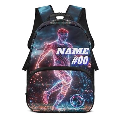 YEXIATODO Name Custom Backpack for Teen Boys Bookbags 17inch Soccer Bookbags Aesthetic for 6Th Grader School Large Capacity College