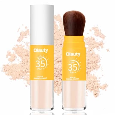 Mineral Sunscreen Setting Powder, SPF 35 Brush Sunscreen Powder for Face & Scalp, Long Lasting Lightweight Breathable | Travel Essentials, Oil Control Natural Matte Finish (#02 Medium)