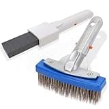NEOHATION Pool Pumice Stone and 5 inch Stainless Steel Pool Brush Kit with EZ-Clip Handle to Reomve Erase Rust Stain Spot in Concrete Plaster Pool Spa and Calcium Deposit on Pool Tile, BPST01