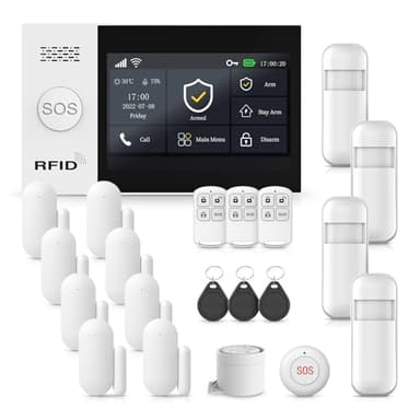 Alarm System for Home Security,21Pcs DIY Kit Touch Screen Siren Hub with Loud Alarm,SOS Button,Window Alarms, Remotes,Door/Motion Sensors,APP Control,Compatible with Alexa,NO Monthly Fee