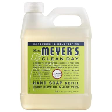 MRS. MEYER'S CLEAN DAY Liquid Hand Soap Refill, Cruelty Free, Lemon Verbena Scent, 33 oz