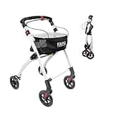 KMINA PRO - Narrow Walkers for Small Spaces, Rollator Seniors, Folding Walker with Wheels, Black