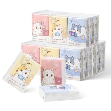 27 Packs Pocket Tissues, Small Travel Size Bulk Facial Paper Towel, Travel Essential, Purse Tissue, Individual Packet, Soft 3 Ply Portable Napkins with Cute Prints for Wedding Party (Cats)