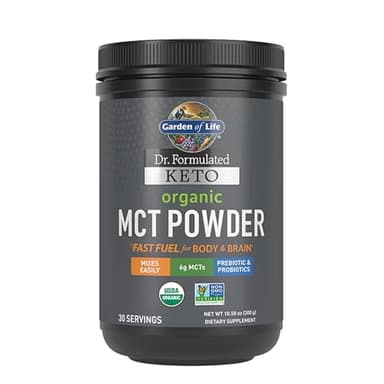 Garden of Life Dr. Formulated Keto Organic MCT Powder - 30 Servings, 6g MCTs from Coconuts plus Prebiotic Fiber & Probiotics, Certified Organic, Non-GMO, Vegan, Gluten Free
