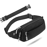 USHAKE Fanny Pack Waist Packs with Extender for Men Women, Waist Pouch Bag Hip Pack with 3-Zipper Pockets Adjustable Straps for Casual Travel Hiking Running Outdoor Sports