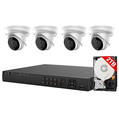 LTS 8ch PoE Security Camera System, 8-ch NVR with 2TB HDD + 4MP IP Cameras (4 Turret Cameras)